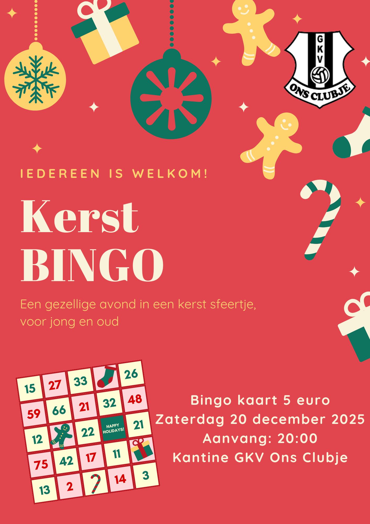 ๐ Kerst Bingo โ Iedereen is welkom! ๐