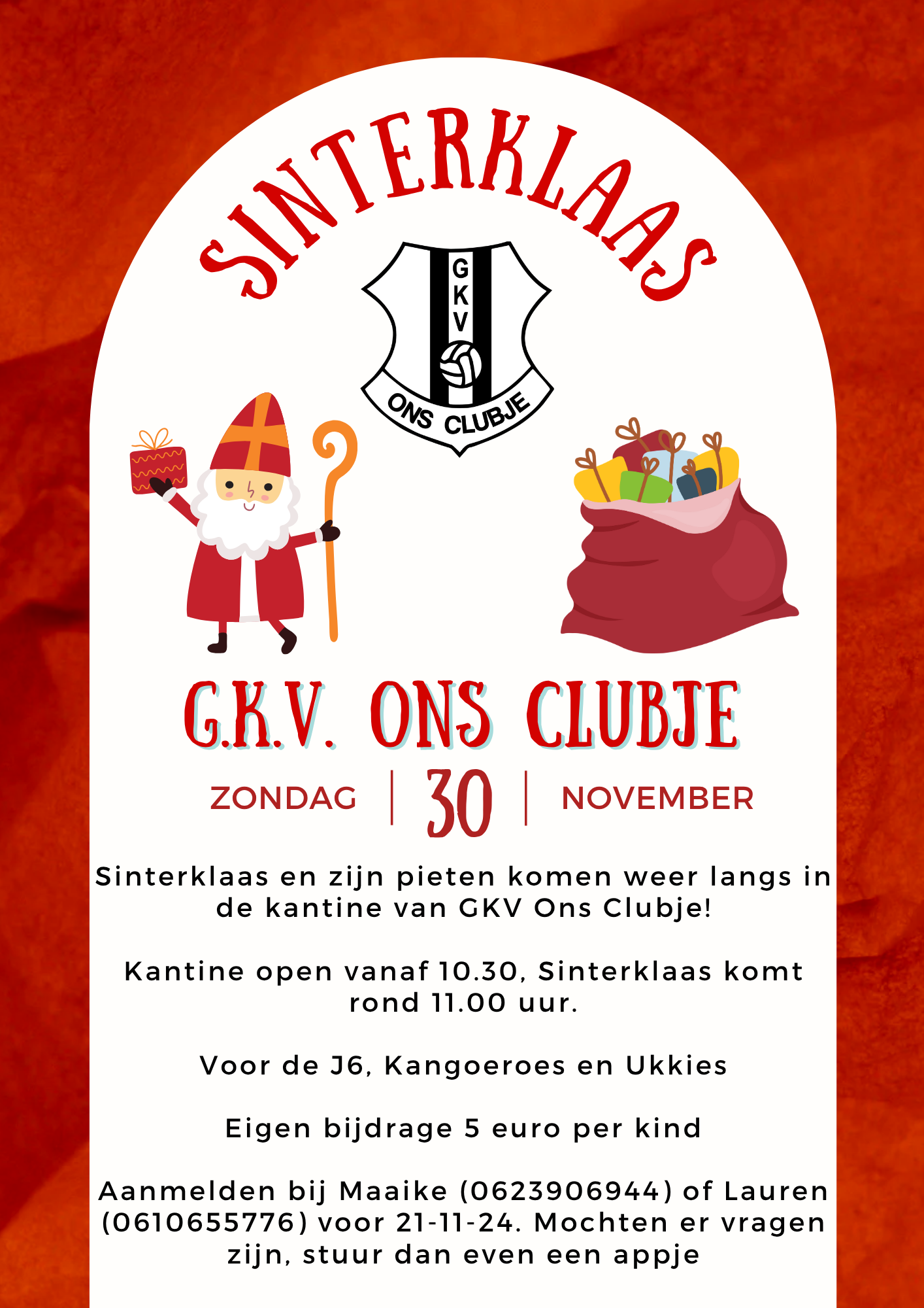 ๐ Sinterklaas en zijn Pieten komen naar GKV Ons Clubje! ๐
